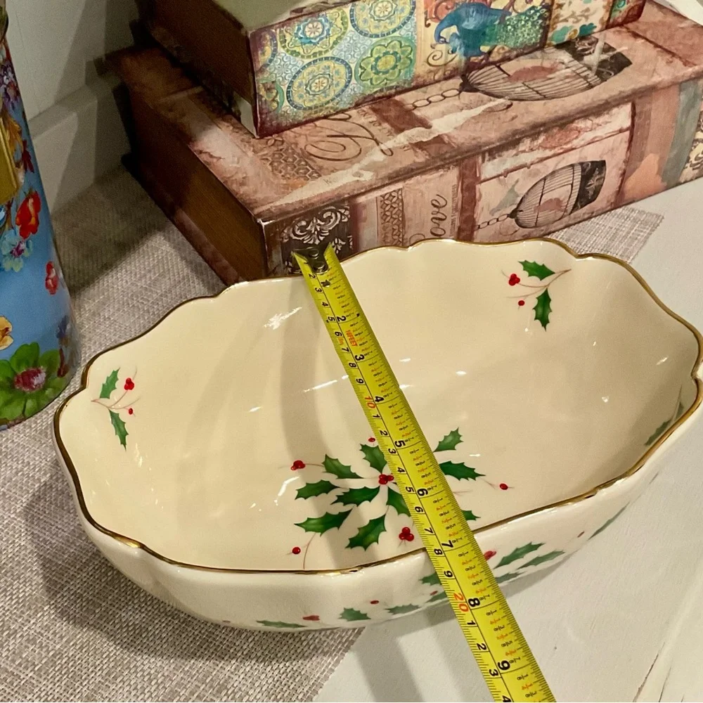 Lenox Cream Bowl with Holly Accents - Picture 7 of 8